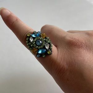 Multi Color Rhinestone Adjustable Ring